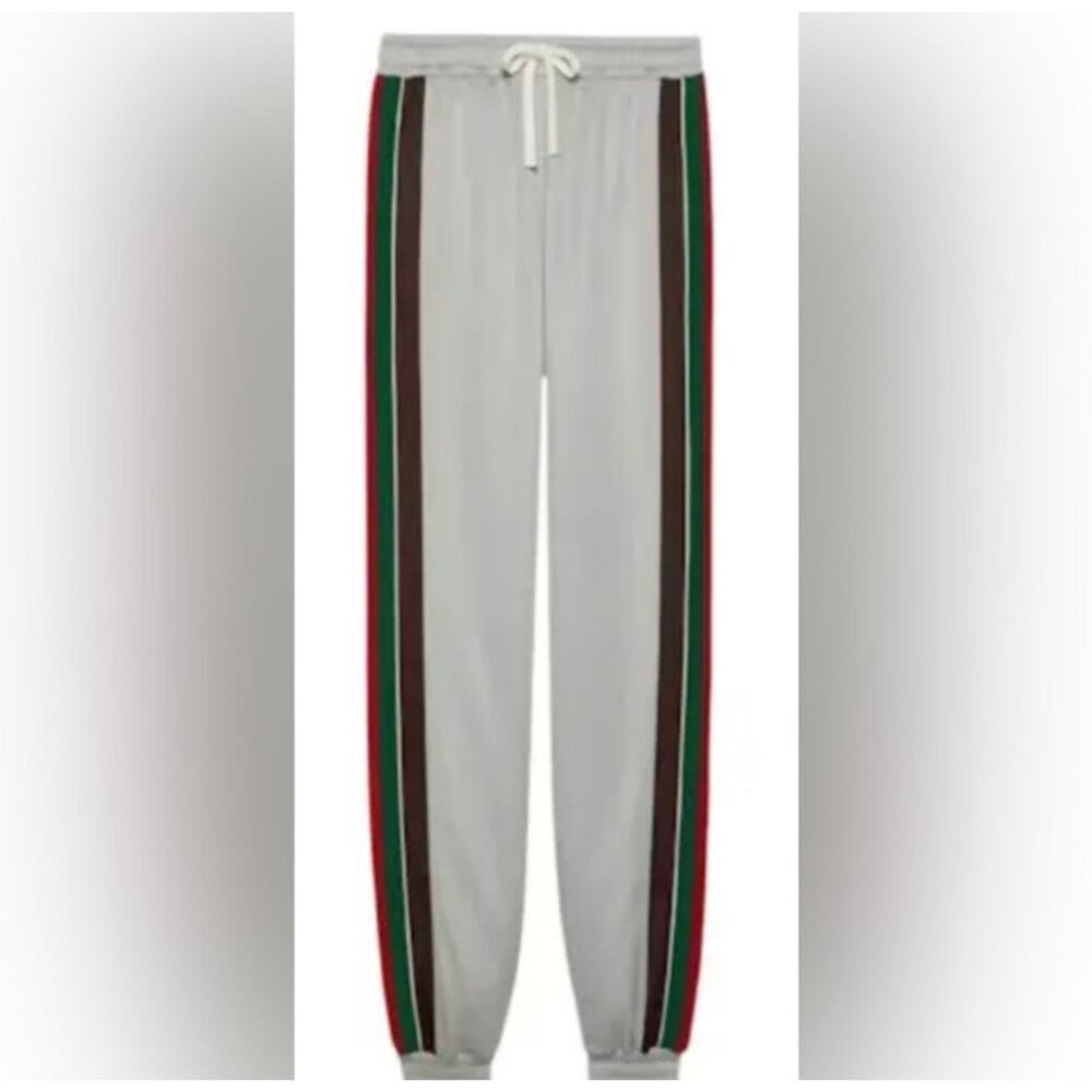 Men's Gucci technical jersey track pants with signature red/green stripe XXXL